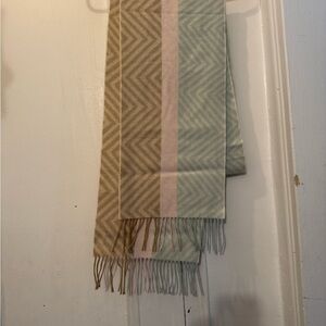 Walker Slater English Cashmere Elegant Chevron Pattern Scarf in Beige Pink Blue